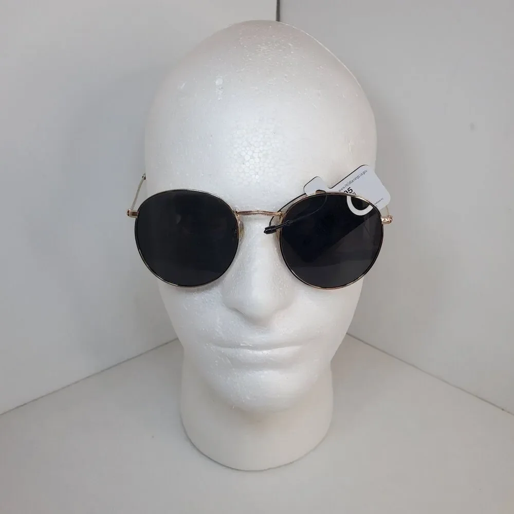 NEW Foster Grant Polarized Sunglasses FG MP 20 14 710 Gold Round Metal Frame